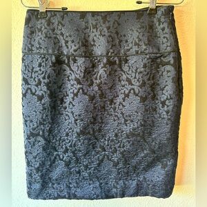 Badgely Mischka Blue and Black Floral Skirt Size 2